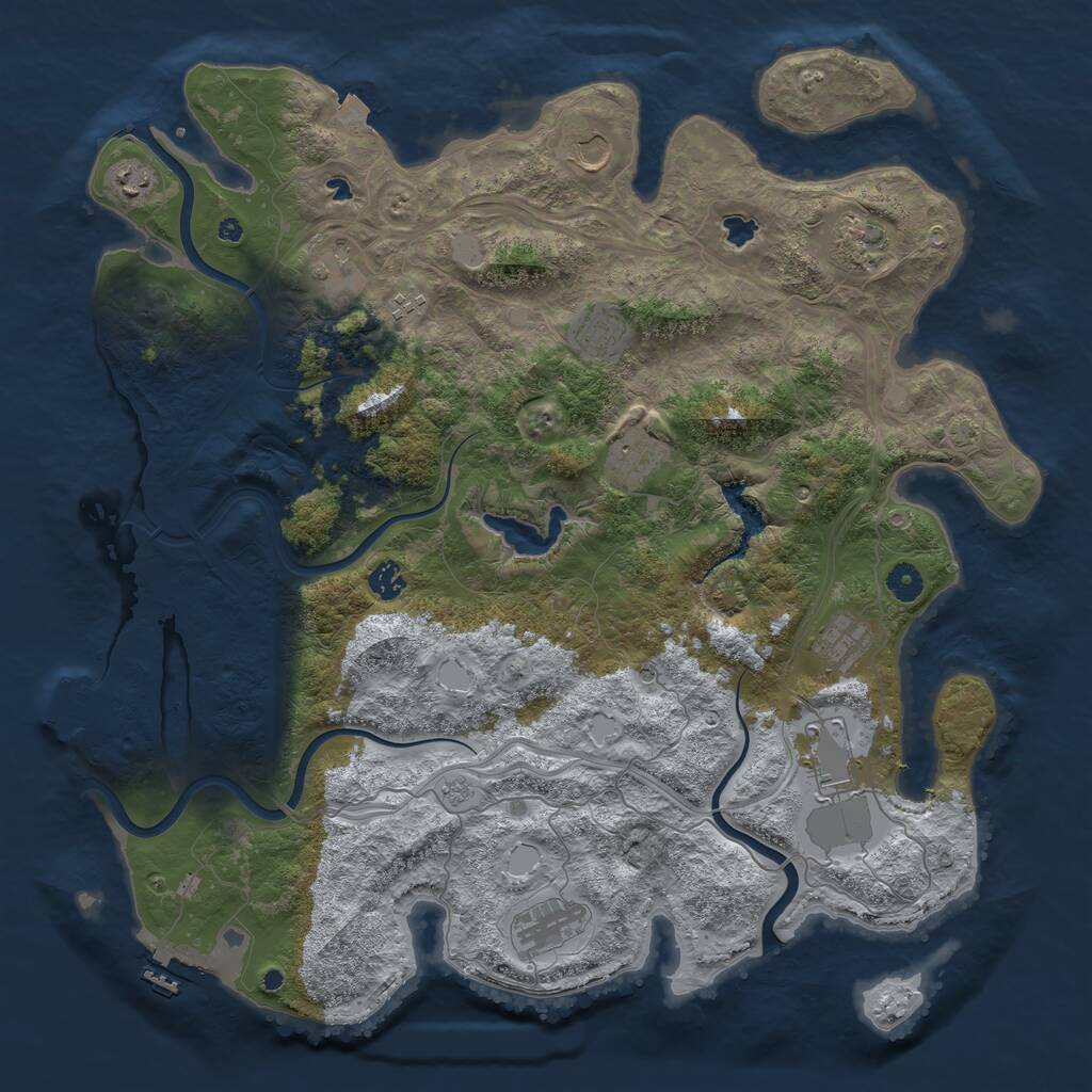 Rust Map: Procedural Map, Size: 4500, Seed: 1264470043, 17 Monuments