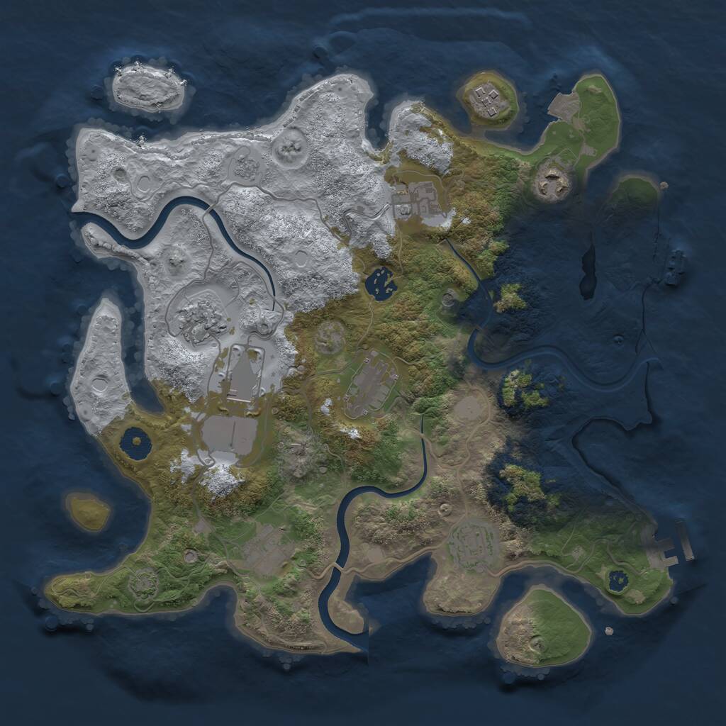 Rust Map: Procedural Map, Size: 3500, Seed: 881984053, 15 Monuments