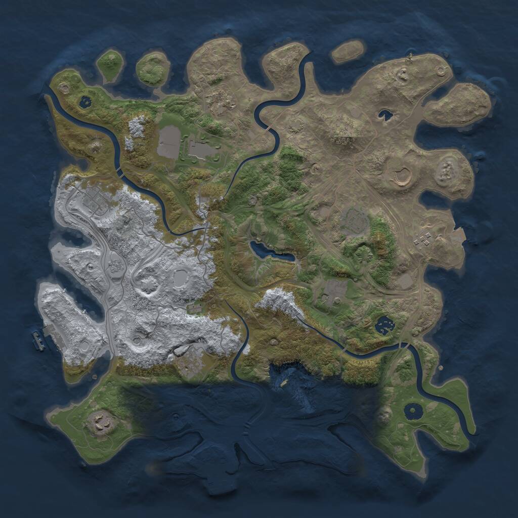 Rust Map: Procedural Map, Size: 4250, Seed: 47224627, 16 Monuments