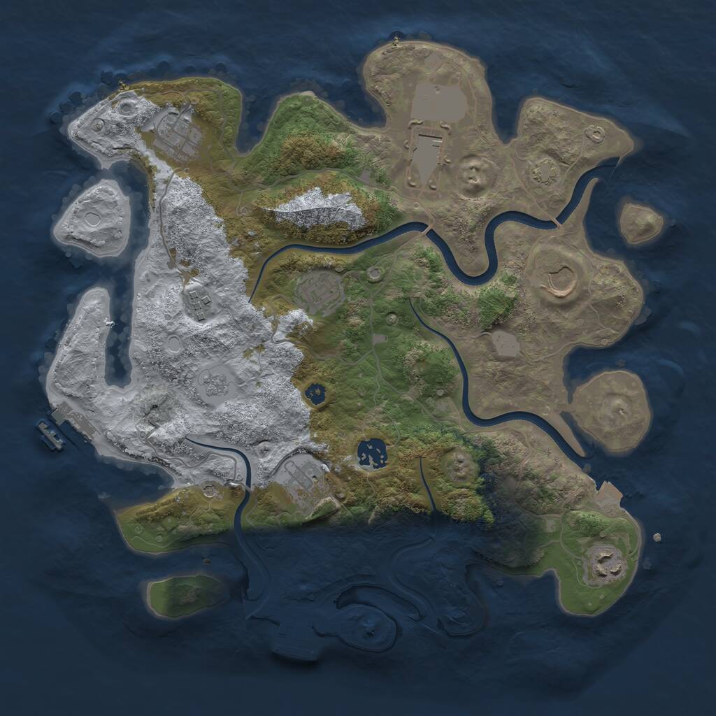Rust Map: Procedural Map, Size: 3500, Seed: 1246197014, 14 Monuments