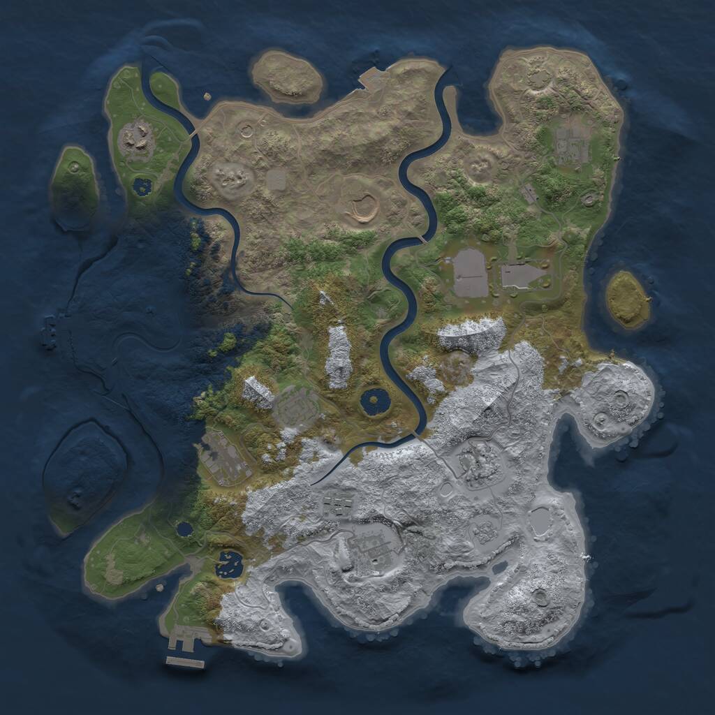 Rust Map: Procedural Map, Size: 3800, Seed: 47422, 16 Monuments
