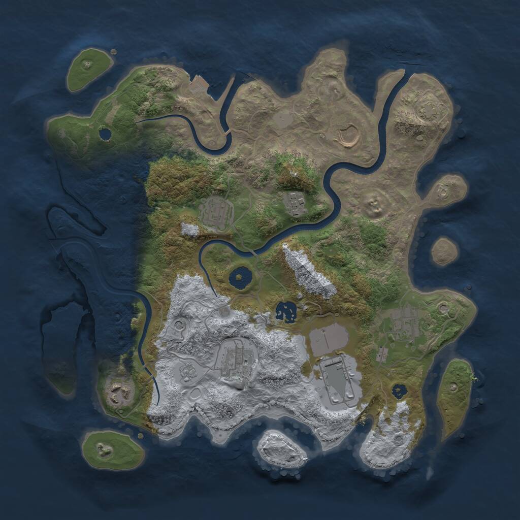 Rust Map: Procedural Map, Size: 3500, Seed: 53927, 12 Monuments