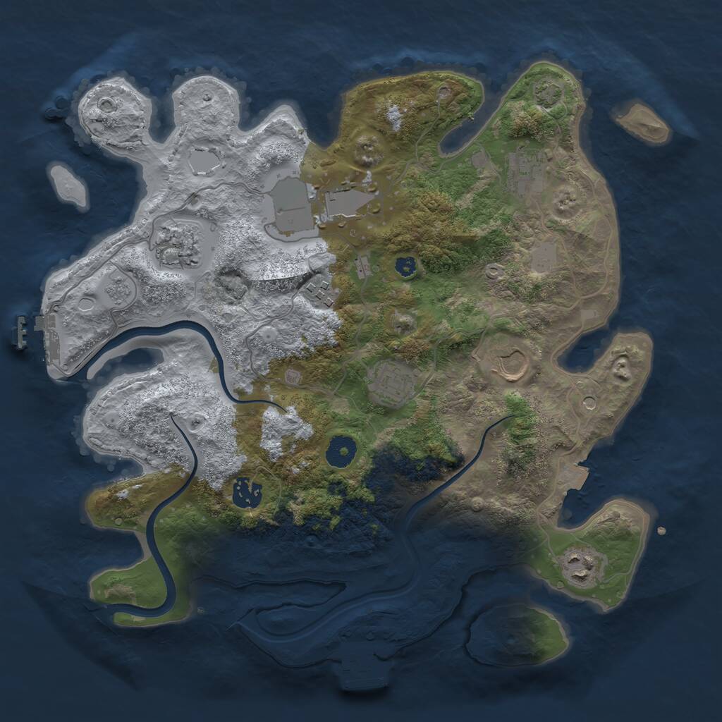 Rust Map: Procedural Map, Size: 3500, Seed: 634569967, 14 Monuments