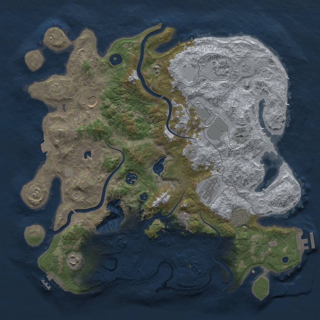 Rust Map: Procedural Map, Size: 4000, Seed: 681437937, 14 Monuments