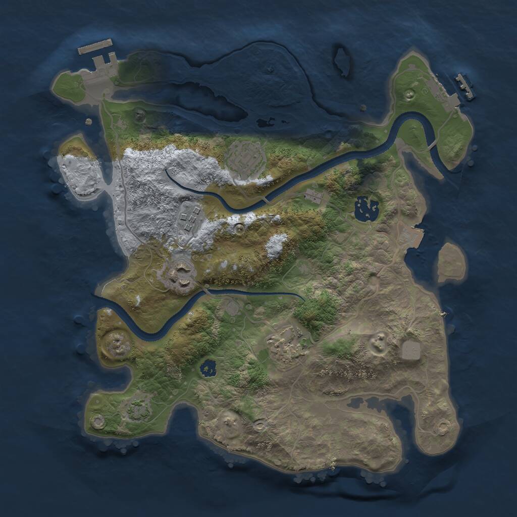 Rust Map: Procedural Map, Size: 3000, Seed: 1846369885, 9 Monuments
