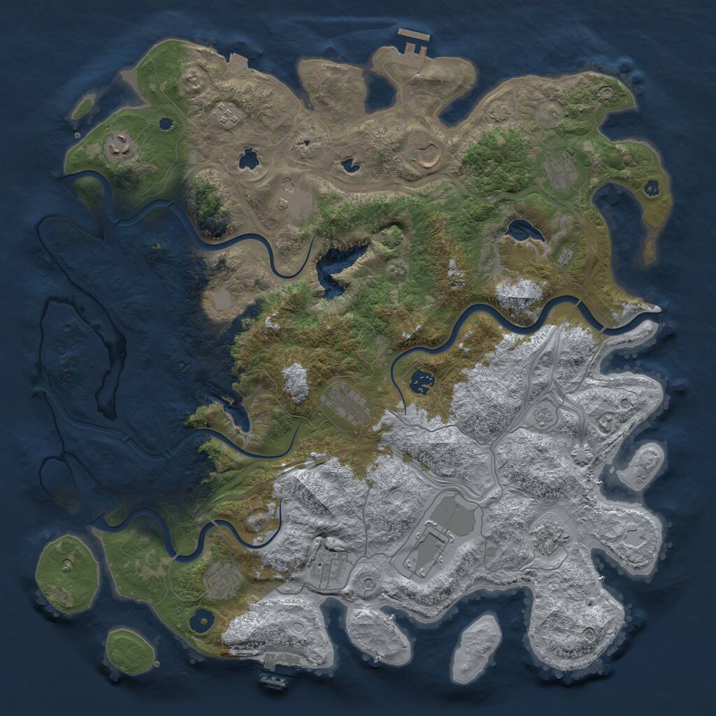 Rust Map: Procedural Map, Size: 4500, Seed: 9182919, 17 Monuments