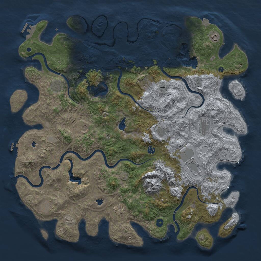 Rust Map: Procedural Map, Size: 5000, Seed: 1718070917, 17 Monuments