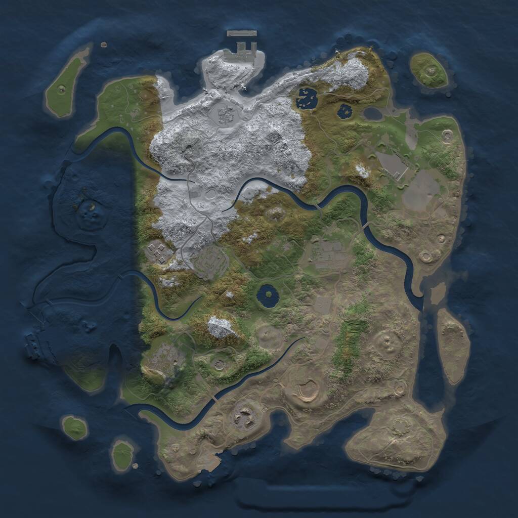 Rust Map: Procedural Map, Size: 3500, Seed: 1096520772, 14 Monuments