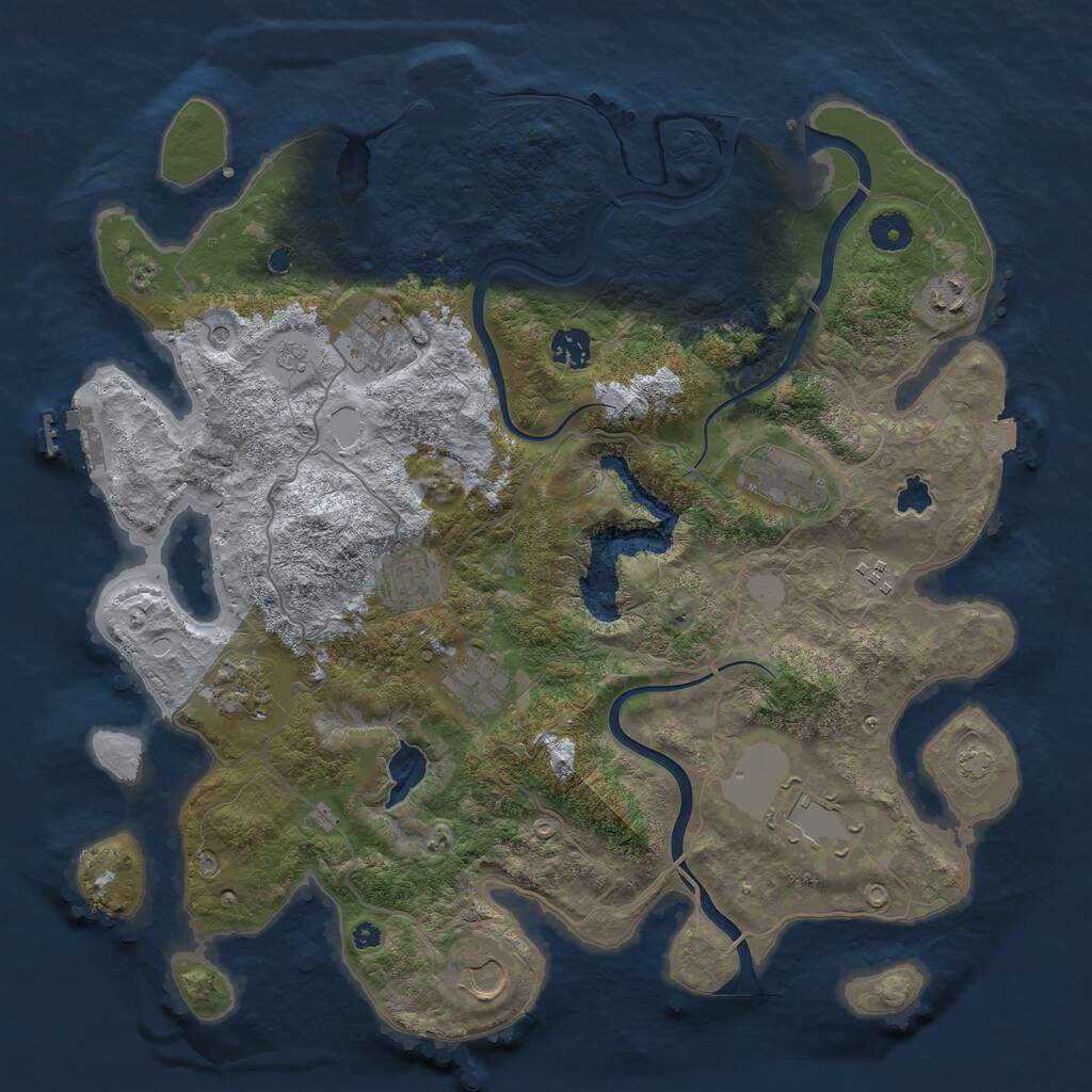 Rust Map: Procedural Map, Size: 4000, Seed: 1250728763, 16 Monuments