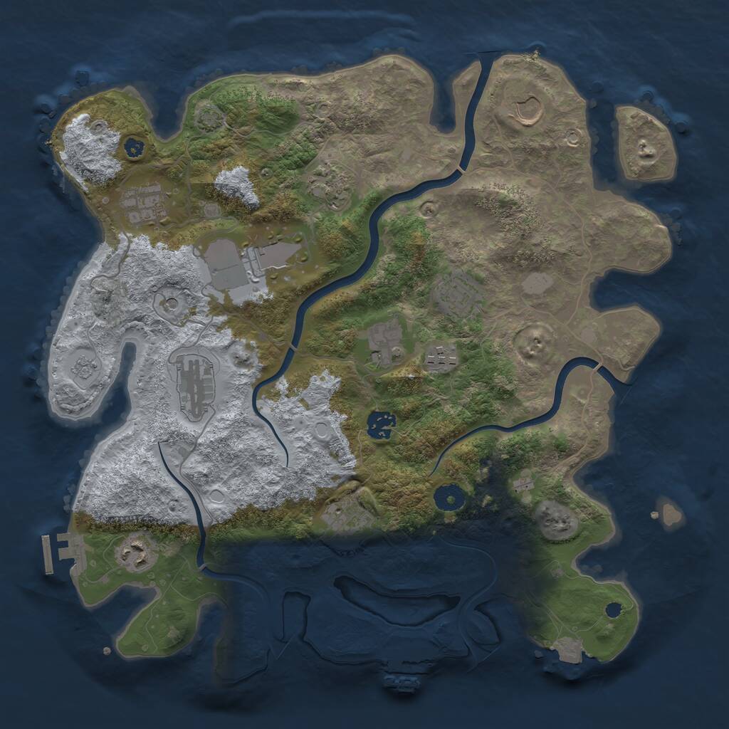 Rust Map: Procedural Map, Size: 3750, Seed: 938300, 17 Monuments