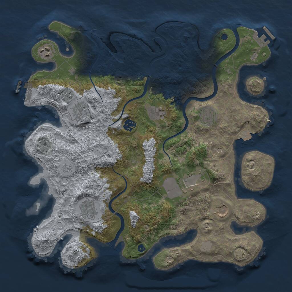 Rust Map: Procedural Map, Size: 3700, Seed: 2137163497, 15 Monuments