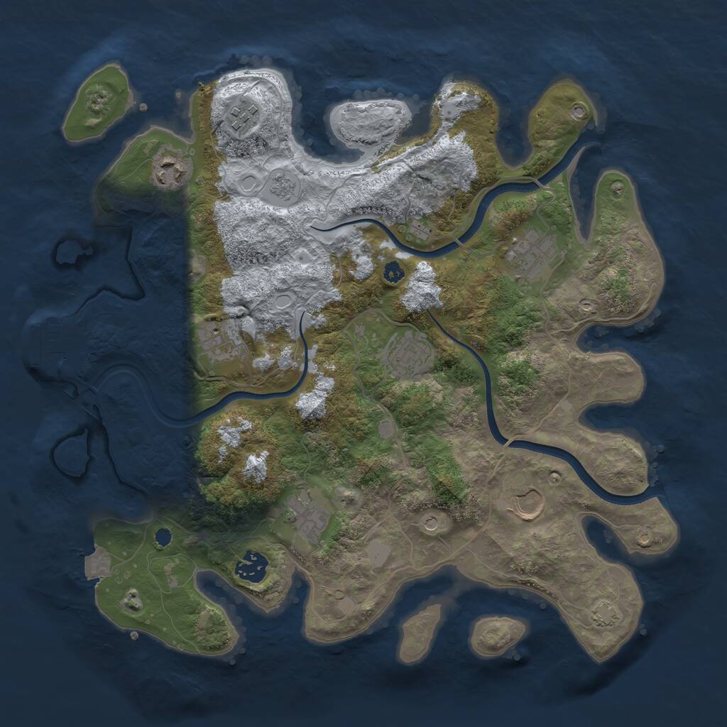 Rust Map: Procedural Map, Size: 3500, Seed: 1847617598, 13 Monuments