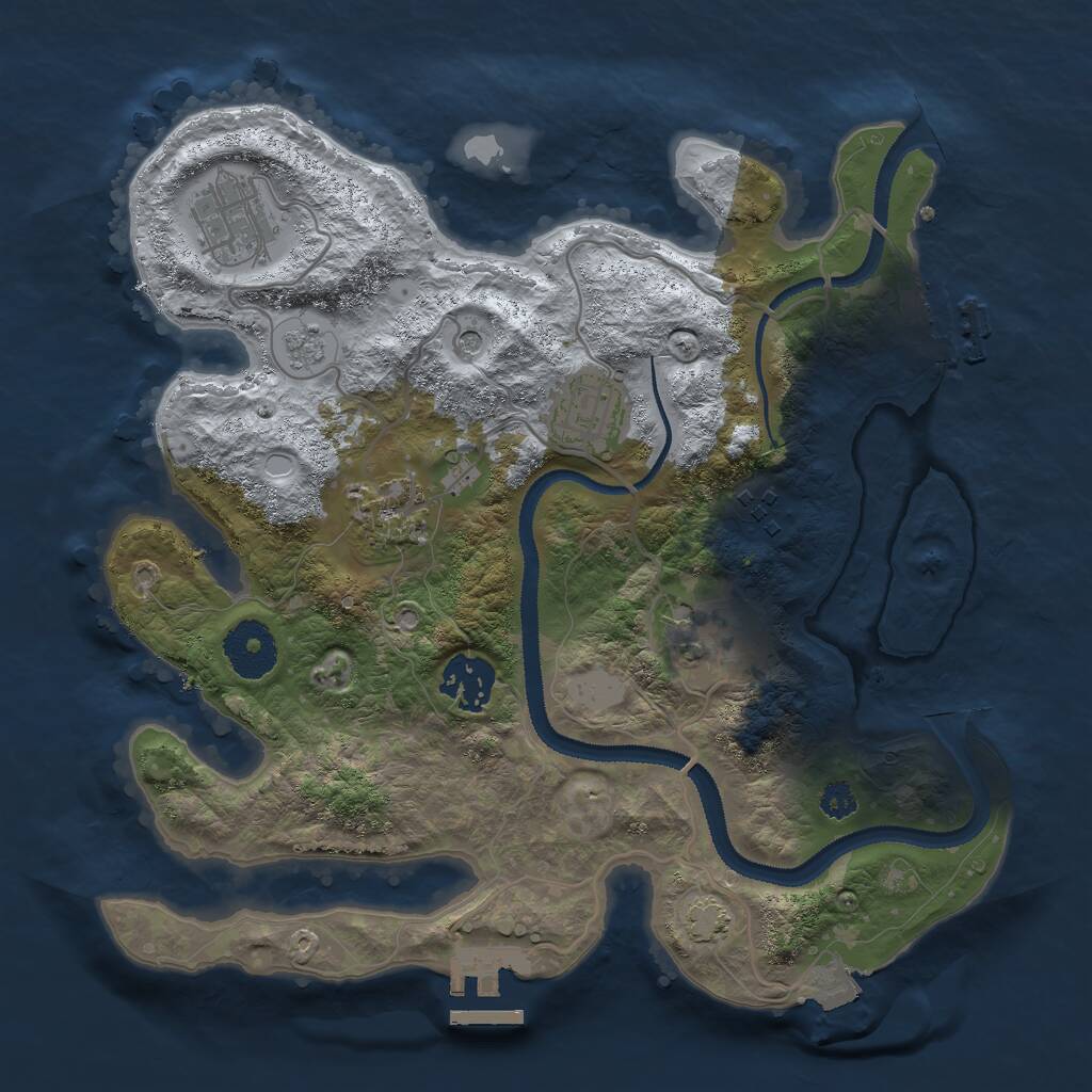 Rust Map: Procedural Map, Size: 3000, Seed: 9823350, 12 Monuments