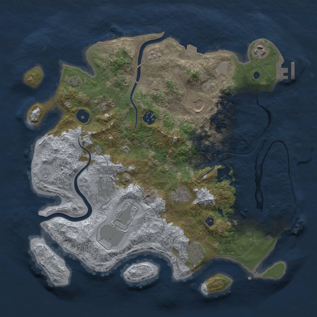 Rust Map: Procedural Map, Size: 3702, Seed: 1254737592, 15 Monuments