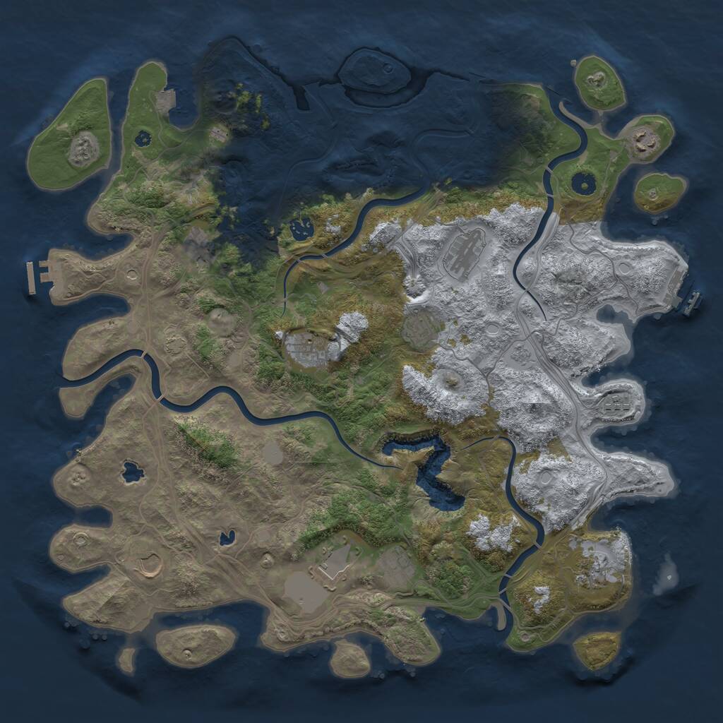 Rust Map: Procedural Map, Size: 4500, Seed: 463148431, 17 Monuments