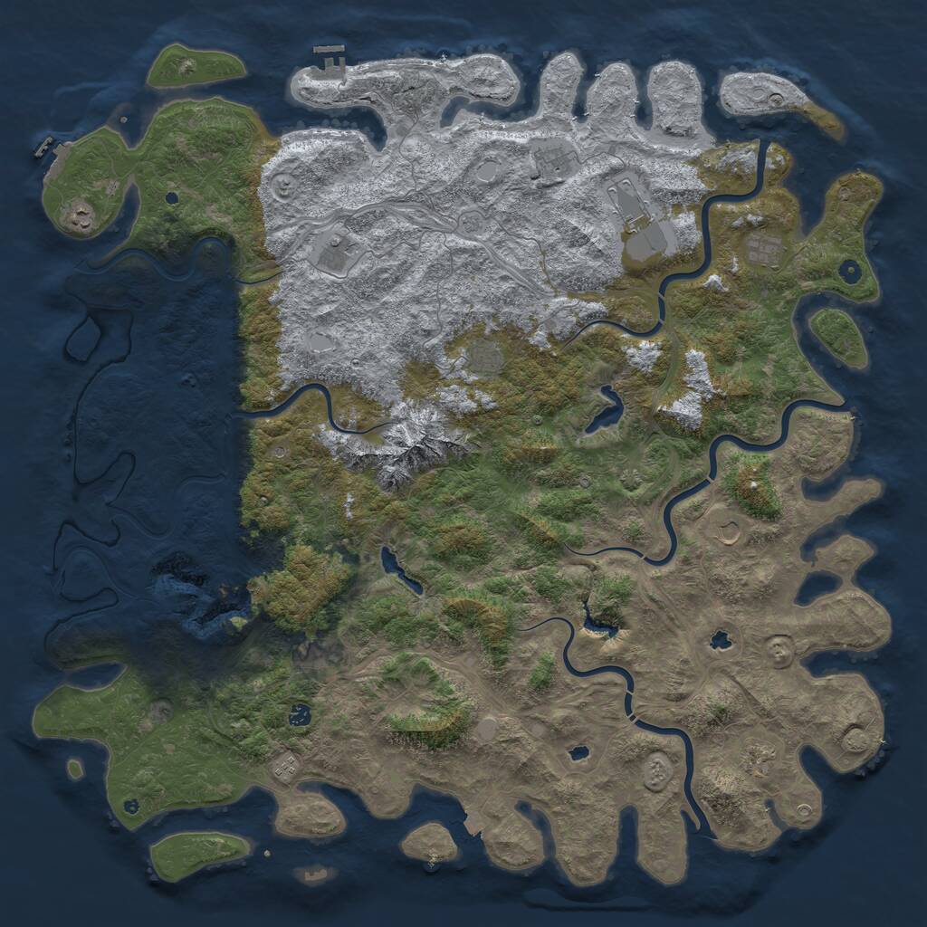 Rust Map: Procedural Map, Size: 6000, Seed: 21453, 17 Monuments