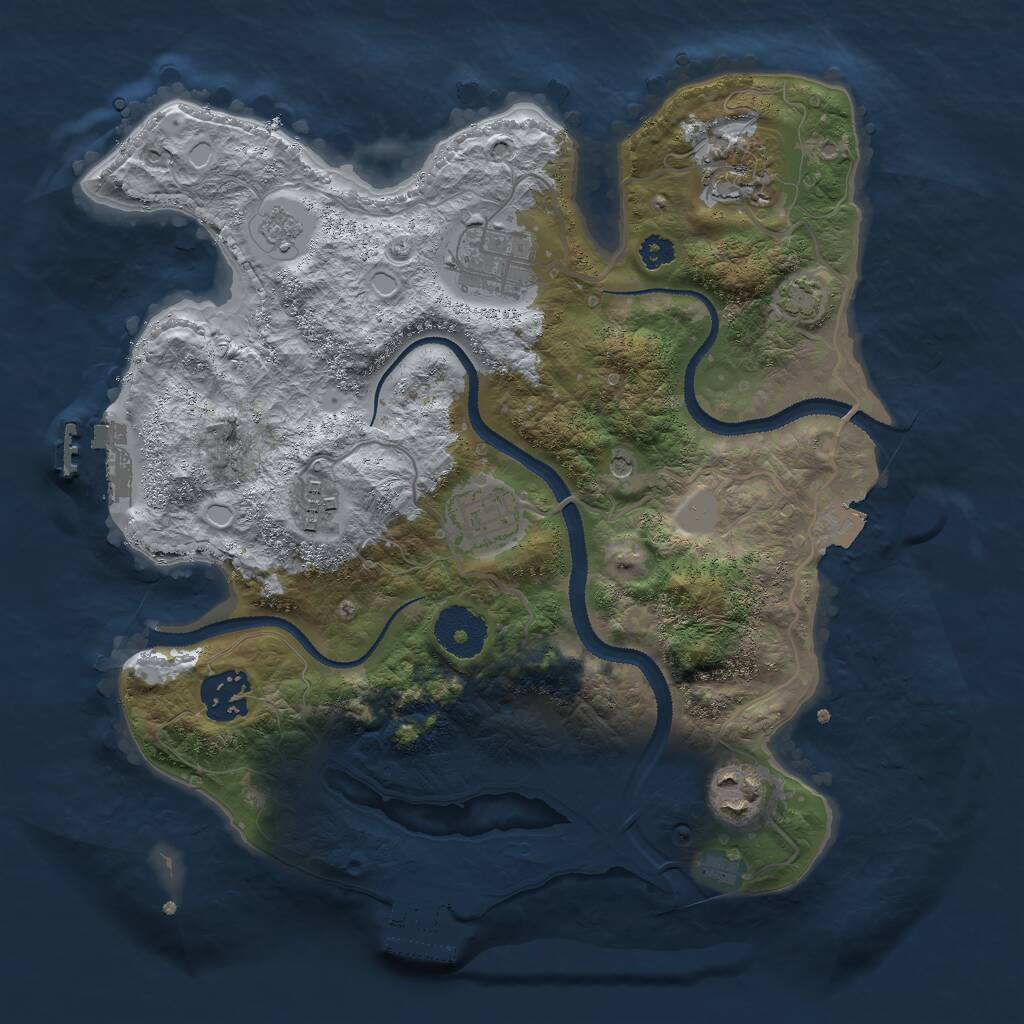 Rust Map: Procedural Map, Size: 3000, Seed: 1410156490, 12 Monuments