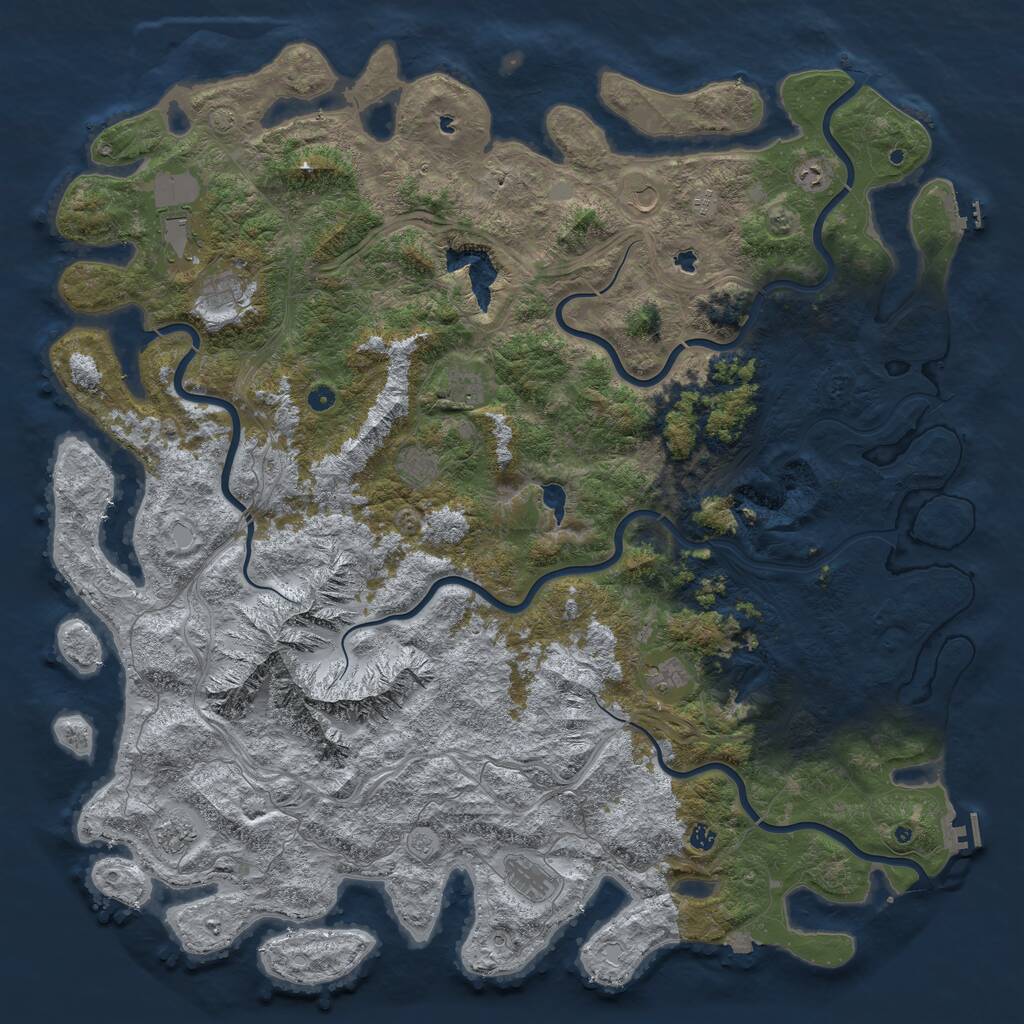 Rust Map: Procedural Map, Size: 6000, Seed: 366951394, 17 Monuments