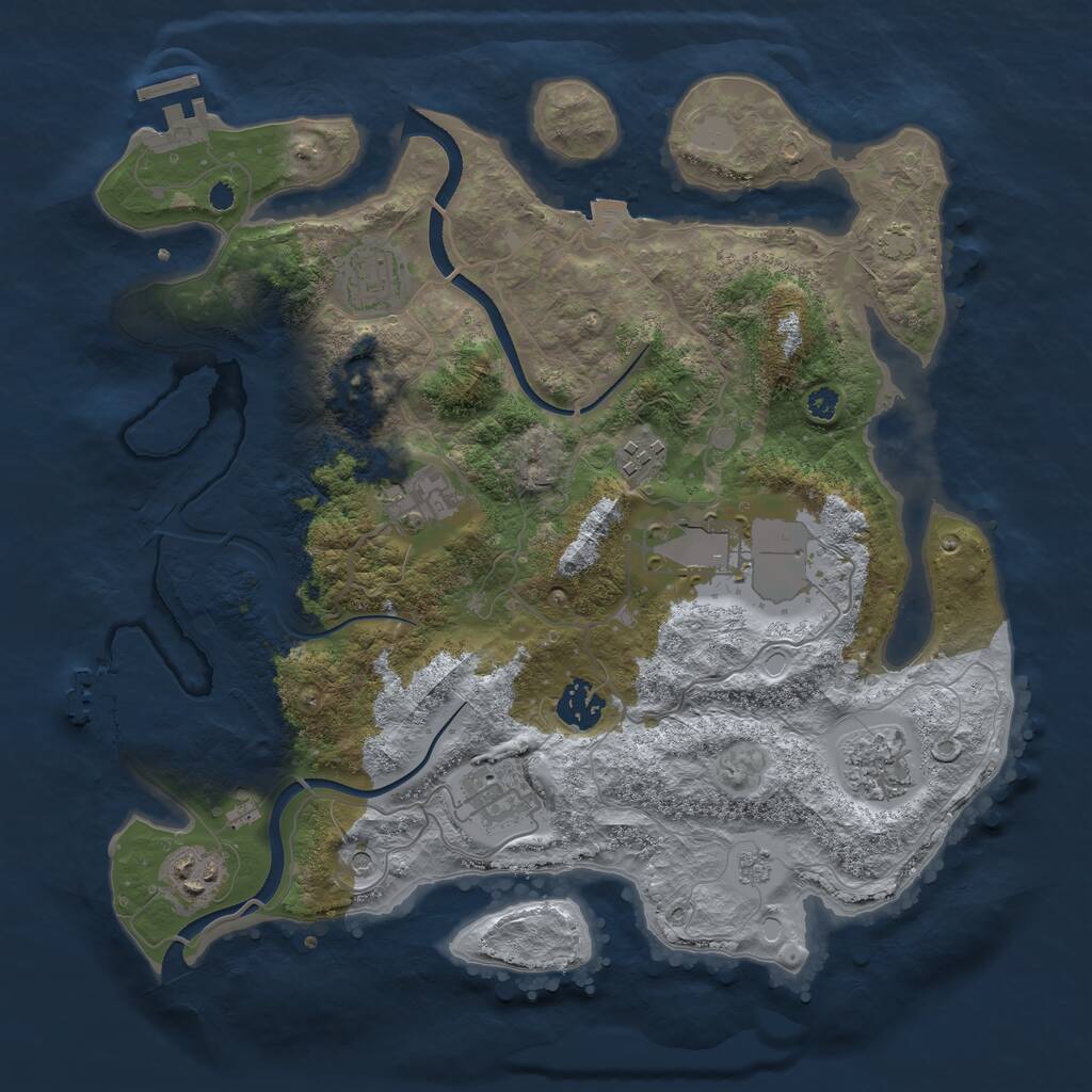 Rust Map: Procedural Map, Size: 3500, Seed: 726915763, 14 Monuments