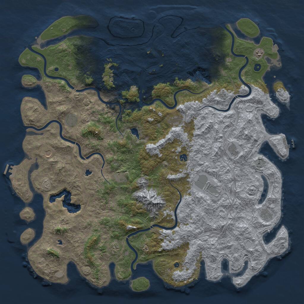 Rust Map: Procedural Map, Size: 6000, Seed: 169656686, 17 Monuments