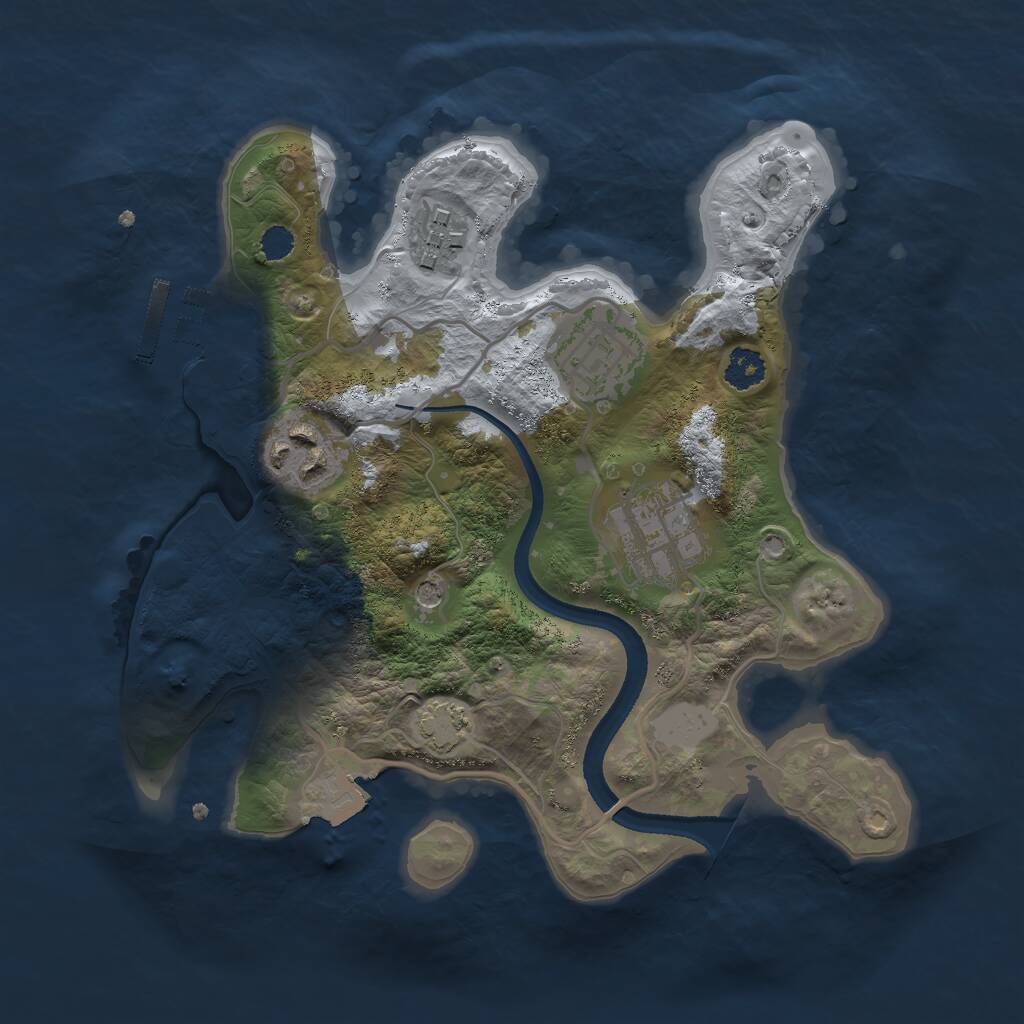 Rust Map: Procedural Map, Size: 2500, Seed: 1223820706, 8 Monuments