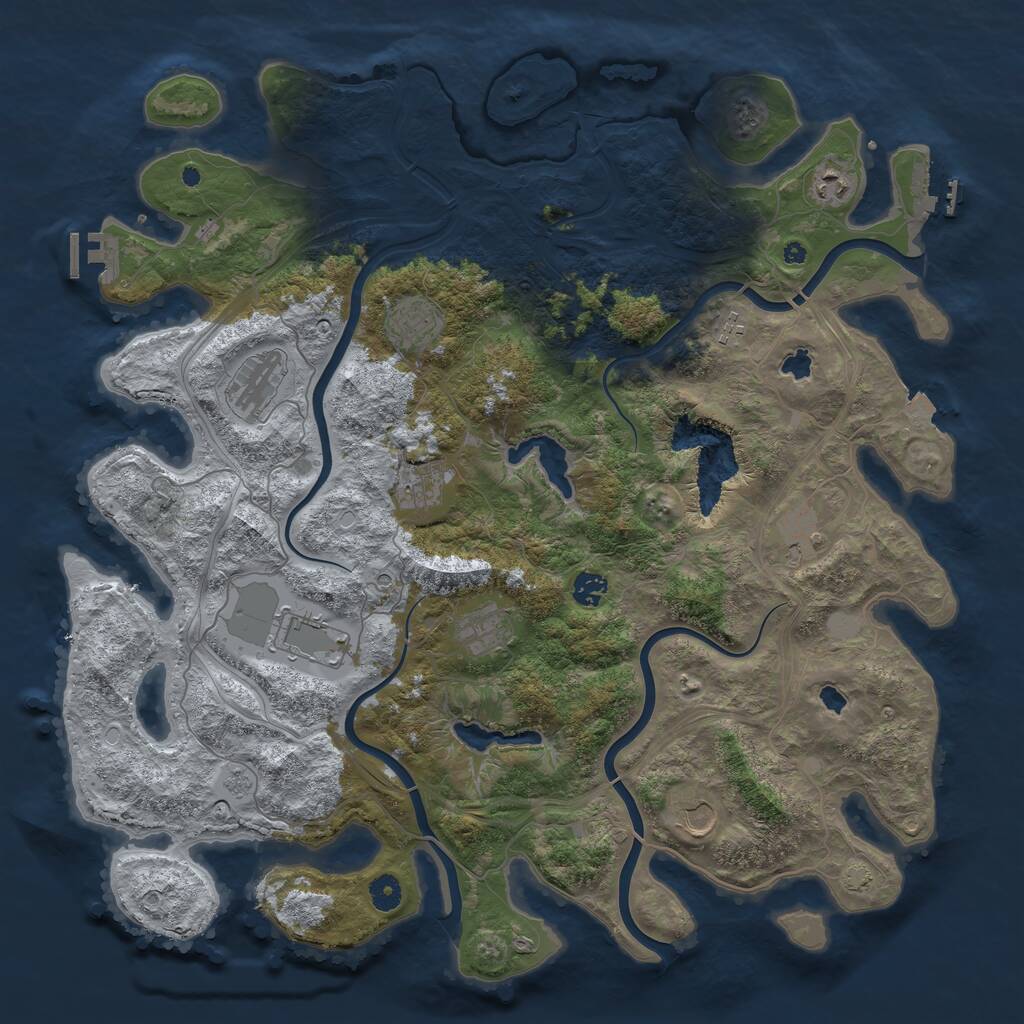 Rust Map: Procedural Map, Size: 4500, Seed: 1640176658, 16 Monuments