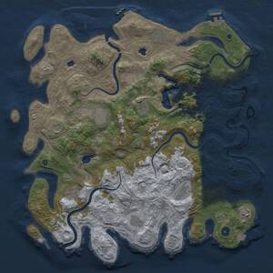 Thumbnail Rust Map: Procedural Map, Size: 4500, Seed: 1049046638, 15 Monuments