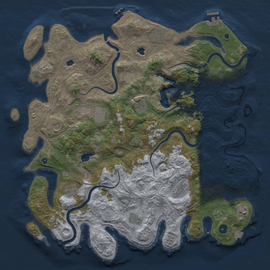 Rust Map: Procedural Map, Size: 4500, Seed: 1049046638, 15 Monuments
