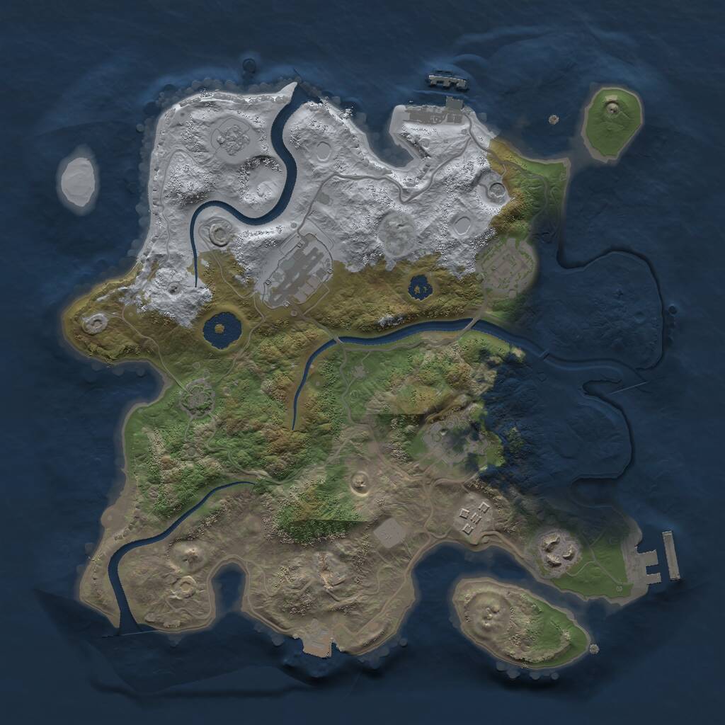 Rust Map: Procedural Map, Size: 3000, Seed: 1842735, 11 Monuments