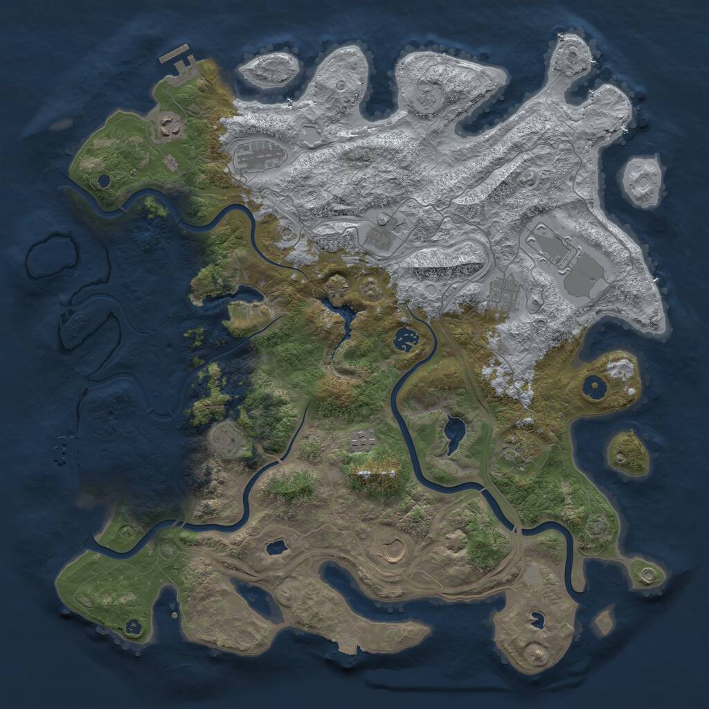 Rust Map: Procedural Map, Size: 4500, Seed: 1069664389, 16 Monuments