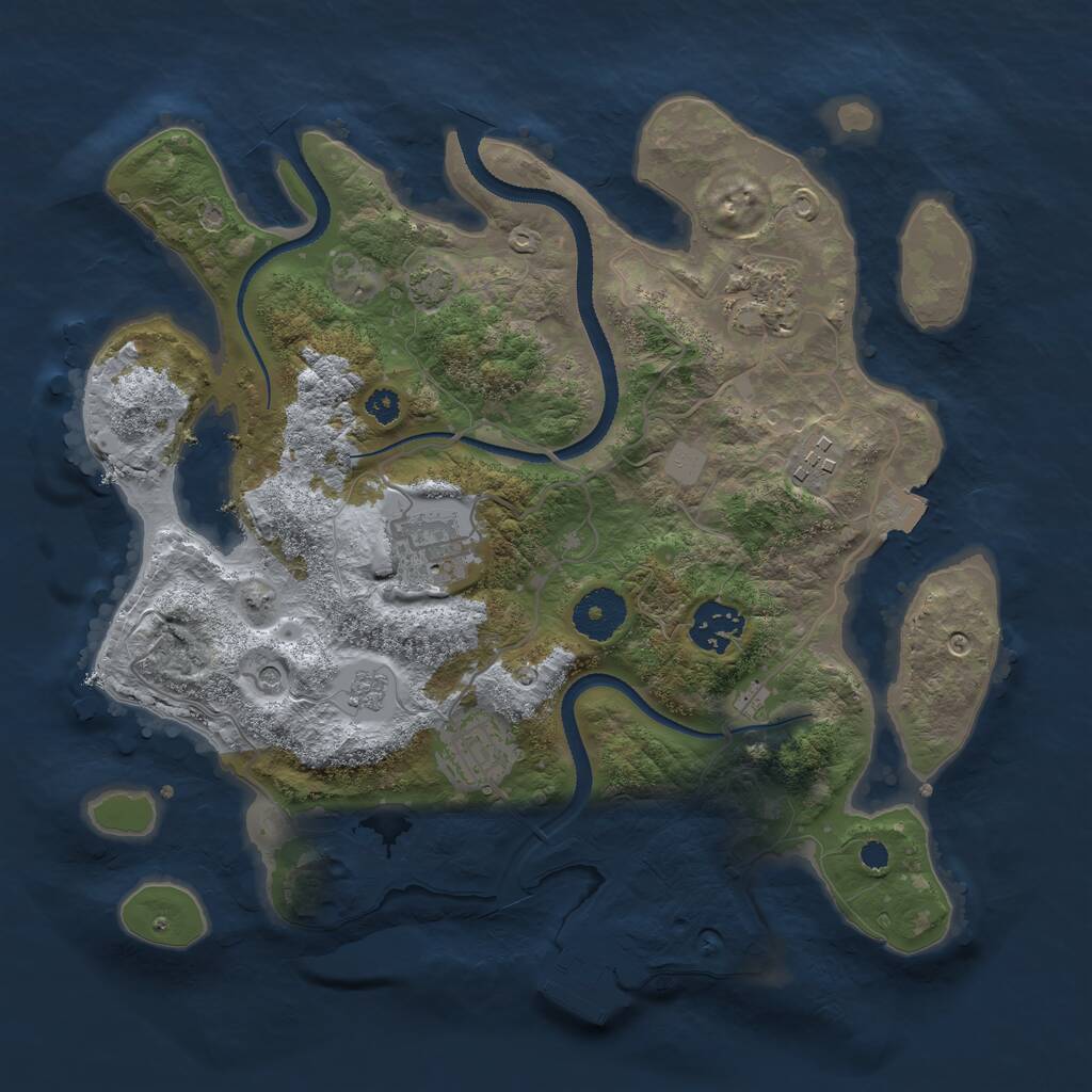 Rust Map: Procedural Map, Size: 3200, Seed: 740107594, 10 Monuments