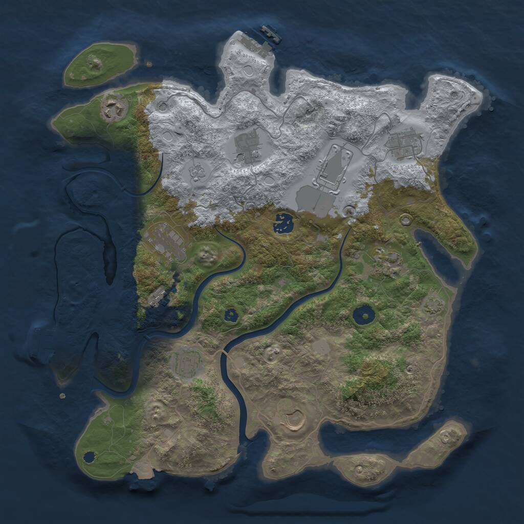 Rust Map: Procedural Map, Size: 3750, Seed: 538014932, 16 Monuments