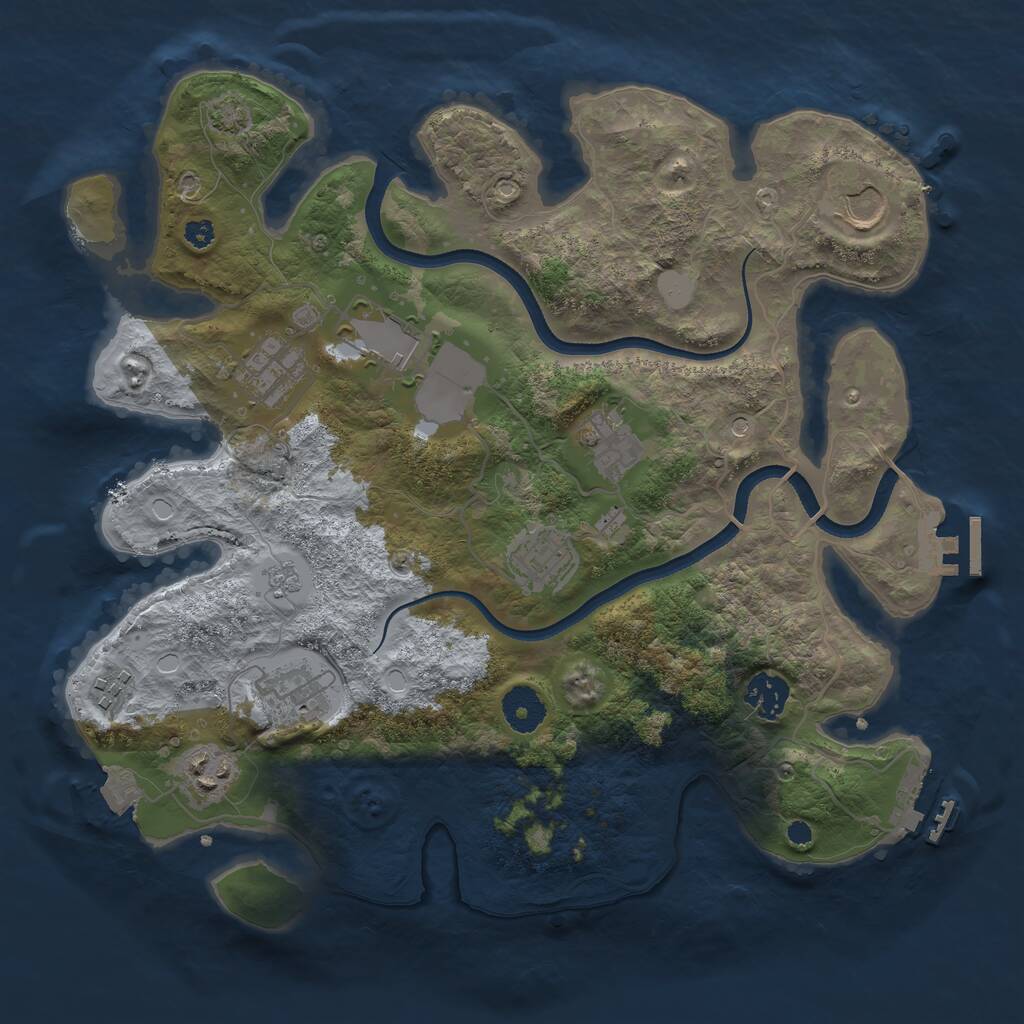Rust Map: Procedural Map, Size: 3500, Seed: 8875128, 15 Monuments