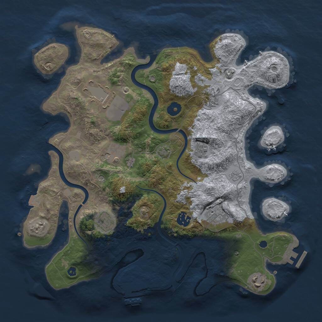 Rust Map: Procedural Map, Size: 3500, Seed: 32811214, 14 Monuments