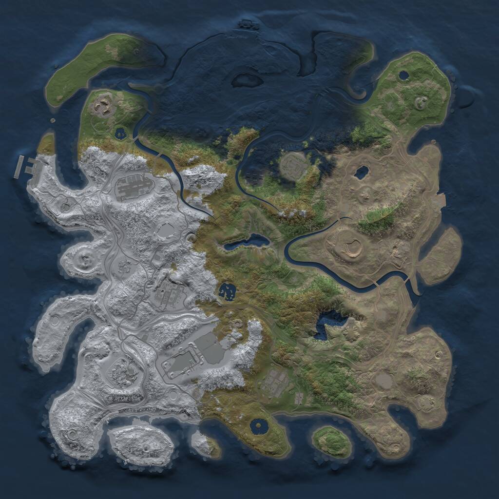 Rust Map: Procedural Map, Size: 4250, Seed: 654466, 16 Monuments