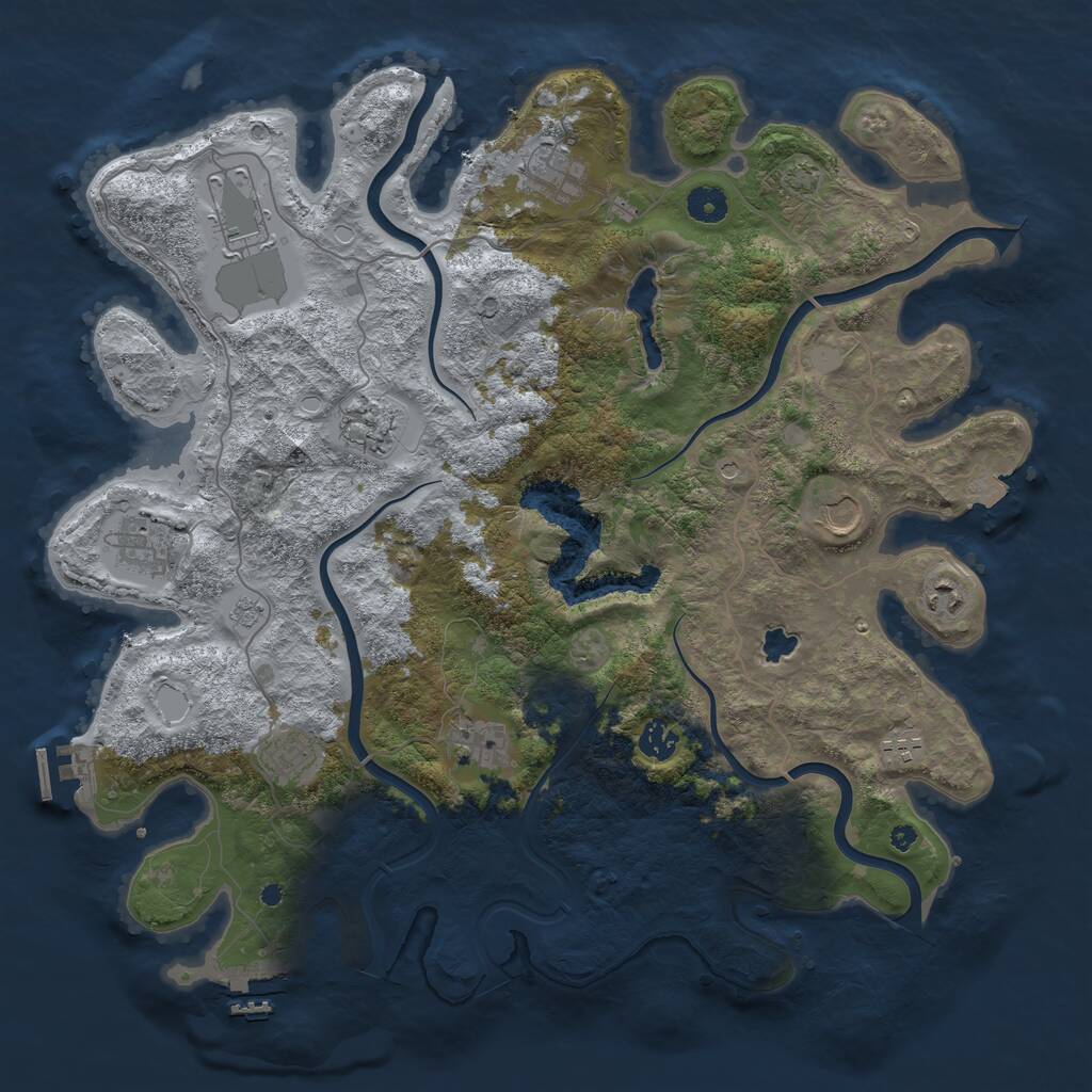 Rust Map: Procedural Map, Size: 4200, Seed: 42452525, 16 Monuments