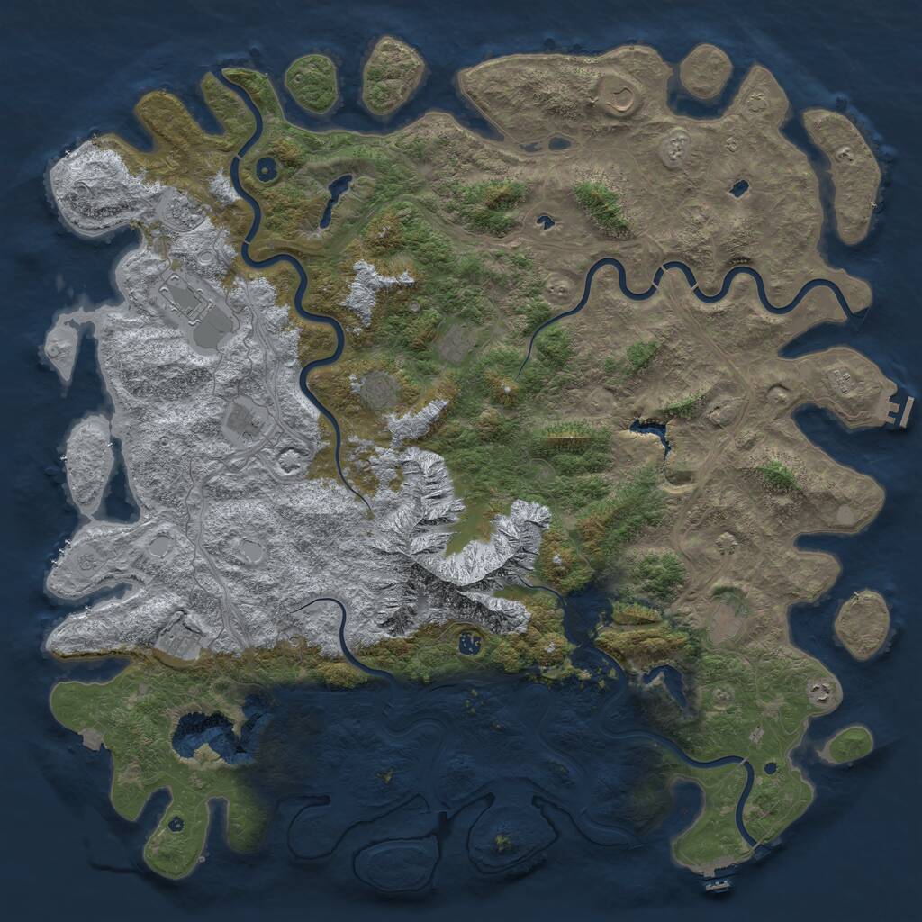 Rust Map: Procedural Map, Size: 6000, Seed: 1195338676, 17 Monuments