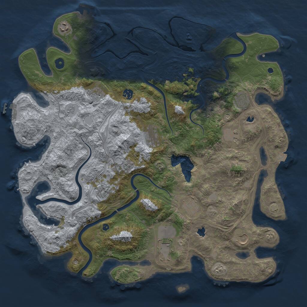 Rust Map: Procedural Map, Size: 4500, Seed: 1281716928, 17 Monuments