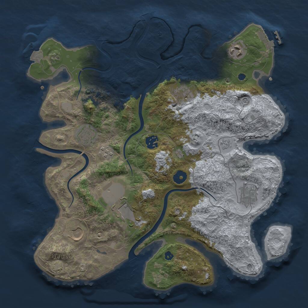 Rust Map: Procedural Map, Size: 3500, Seed: 645451099, 13 Monuments