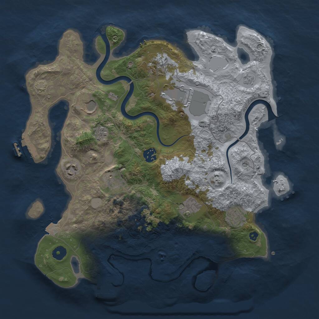 Rust Map: Procedural Map, Size: 3500, Seed: 599939751, 15 Monuments