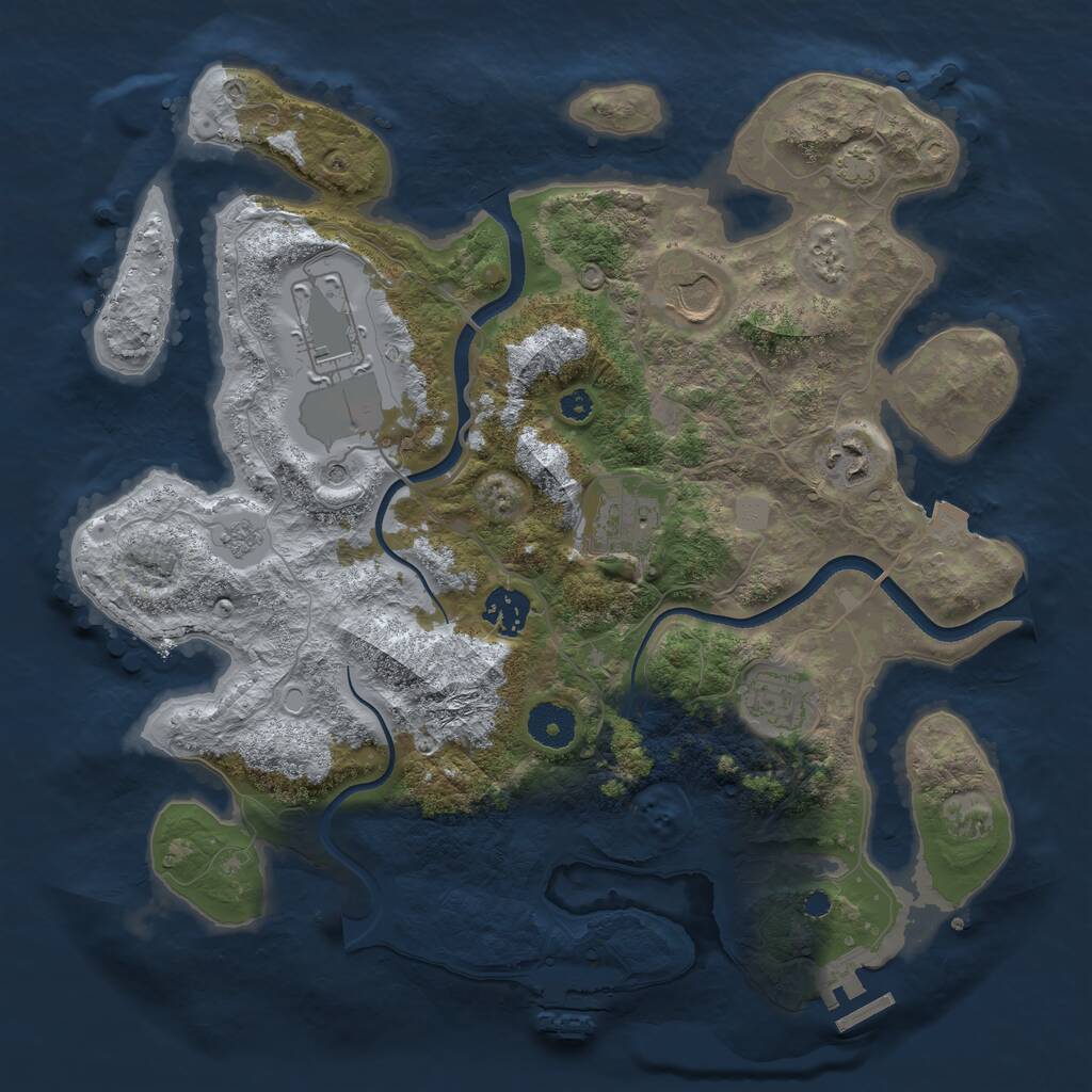 Rust Map: Procedural Map, Size: 3500, Seed: 1618449306, 12 Monuments