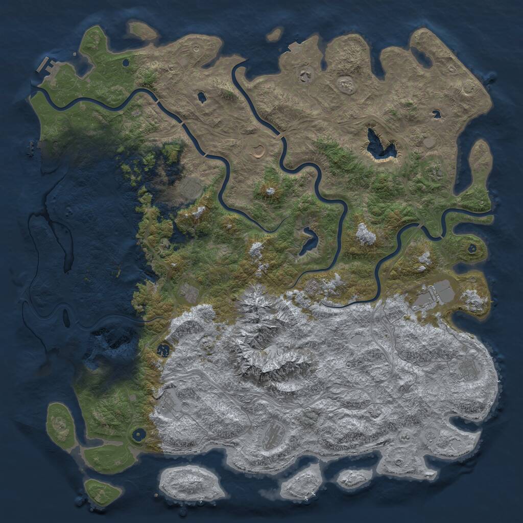 Rust Map: Procedural Map, Size: 6000, Seed: 2027191085, 17 Monuments