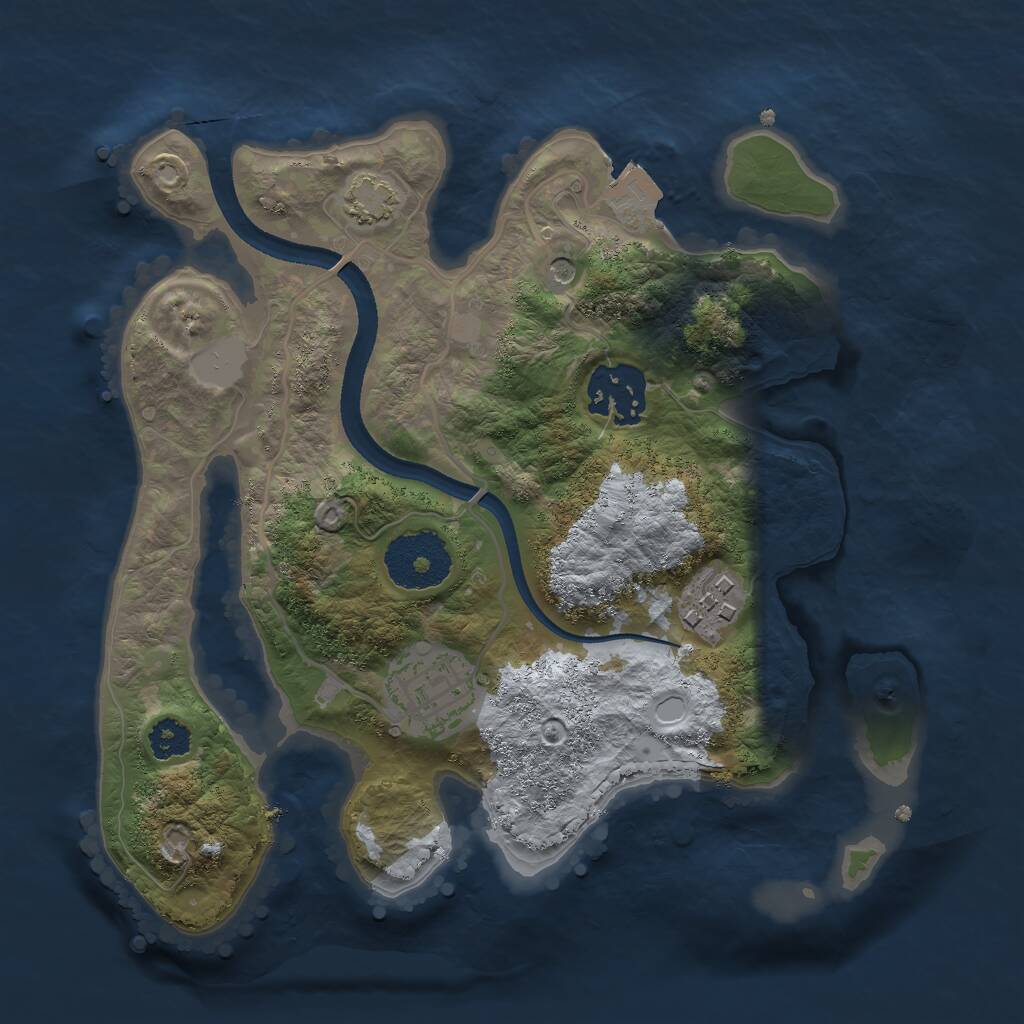 Rust Map: Procedural Map, Size: 2500, Seed: 1116436285, 6 Monuments