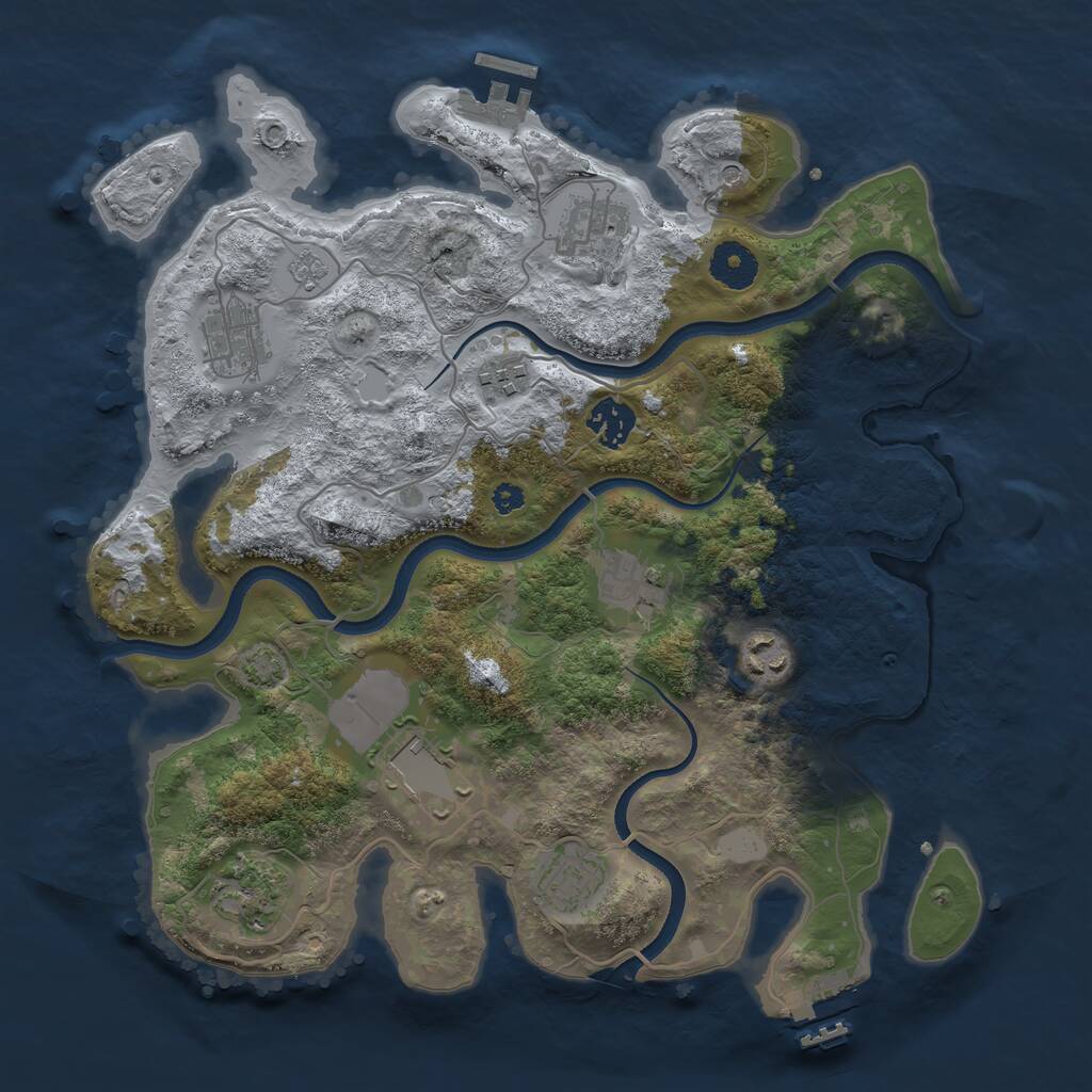 Rust Map: Procedural Map, Size: 3500, Seed: 105323328, 15 Monuments