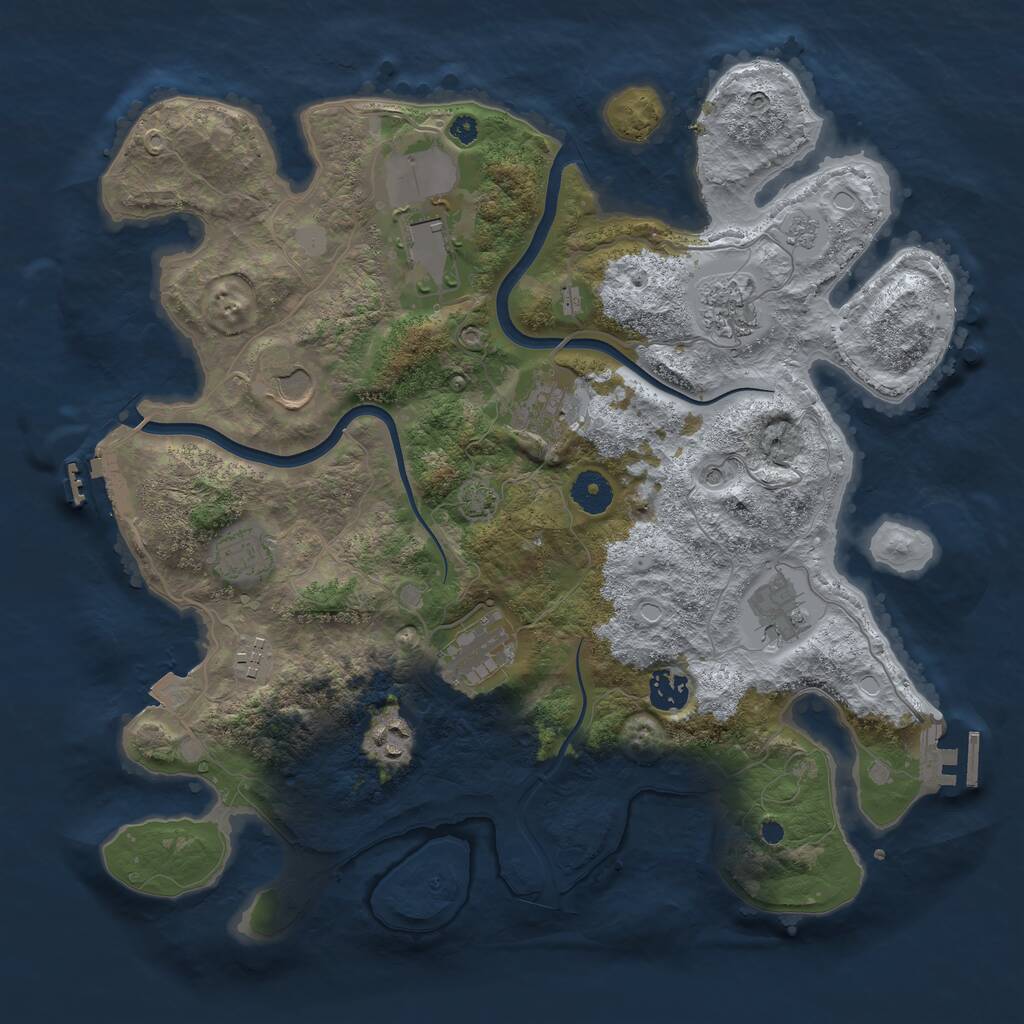 Rust Map: Procedural Map, Size: 3750, Seed: 1027079687, 16 Monuments