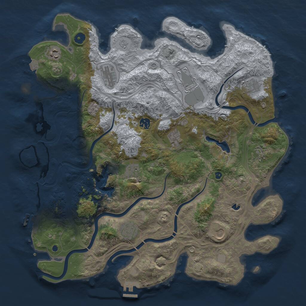 Rust Map: Procedural Map, Size: 4250, Seed: 828480423, 17 Monuments