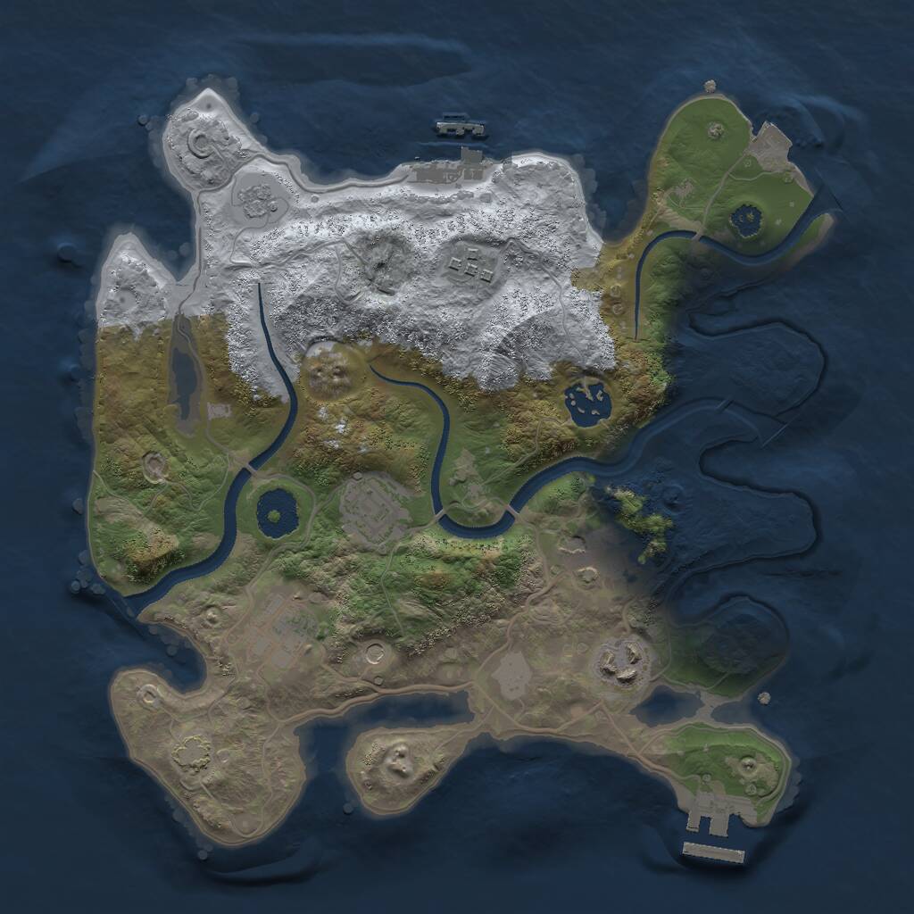 Rust Map: Procedural Map, Size: 3000, Seed: 17558, 12 Monuments