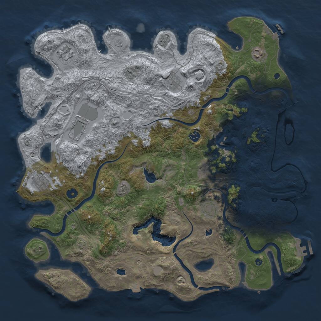Rust Map: Procedural Map, Size: 4500, Seed: 909169148, 15 Monuments