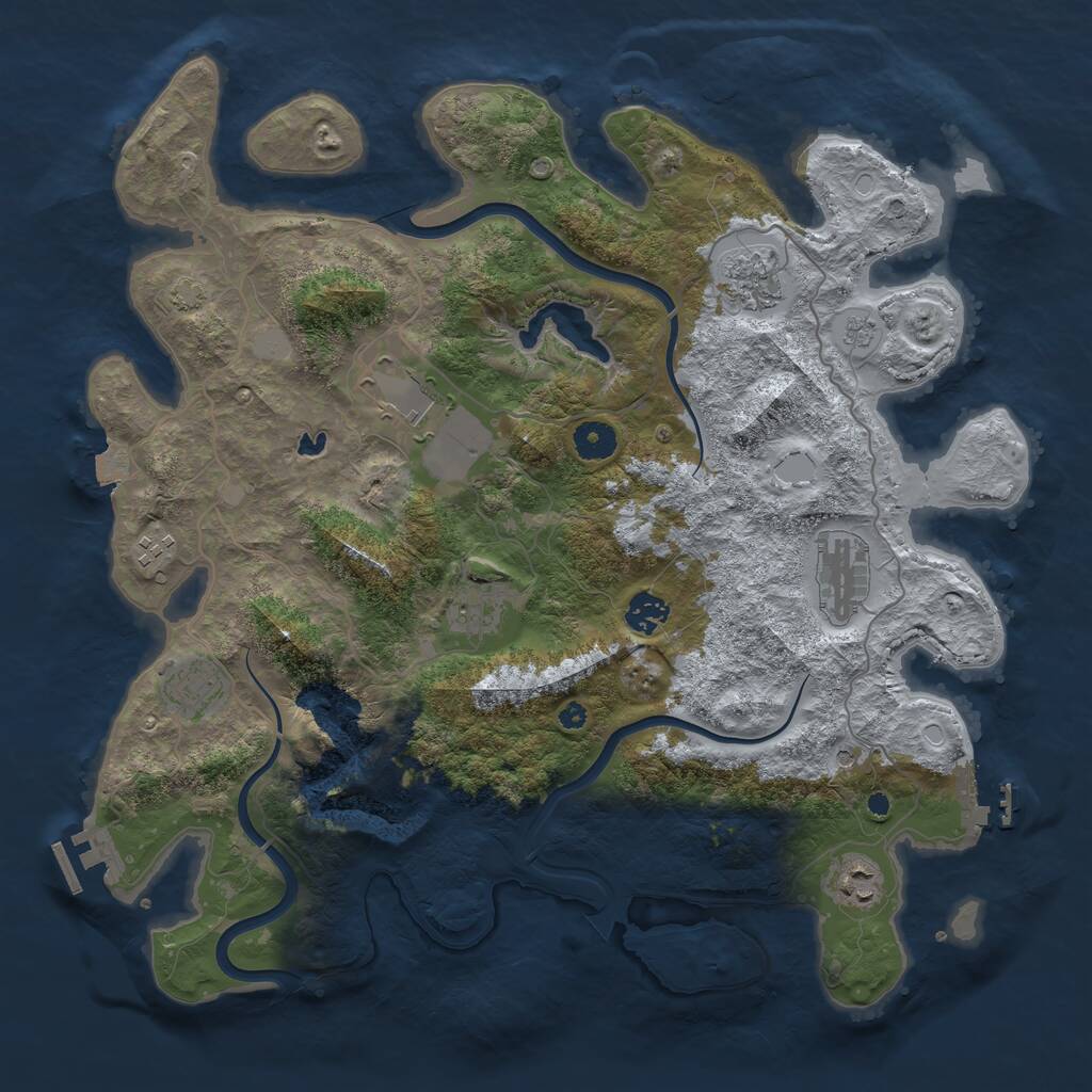 Rust Map: Procedural Map, Size: 4000, Seed: 719208150, 14 Monuments
