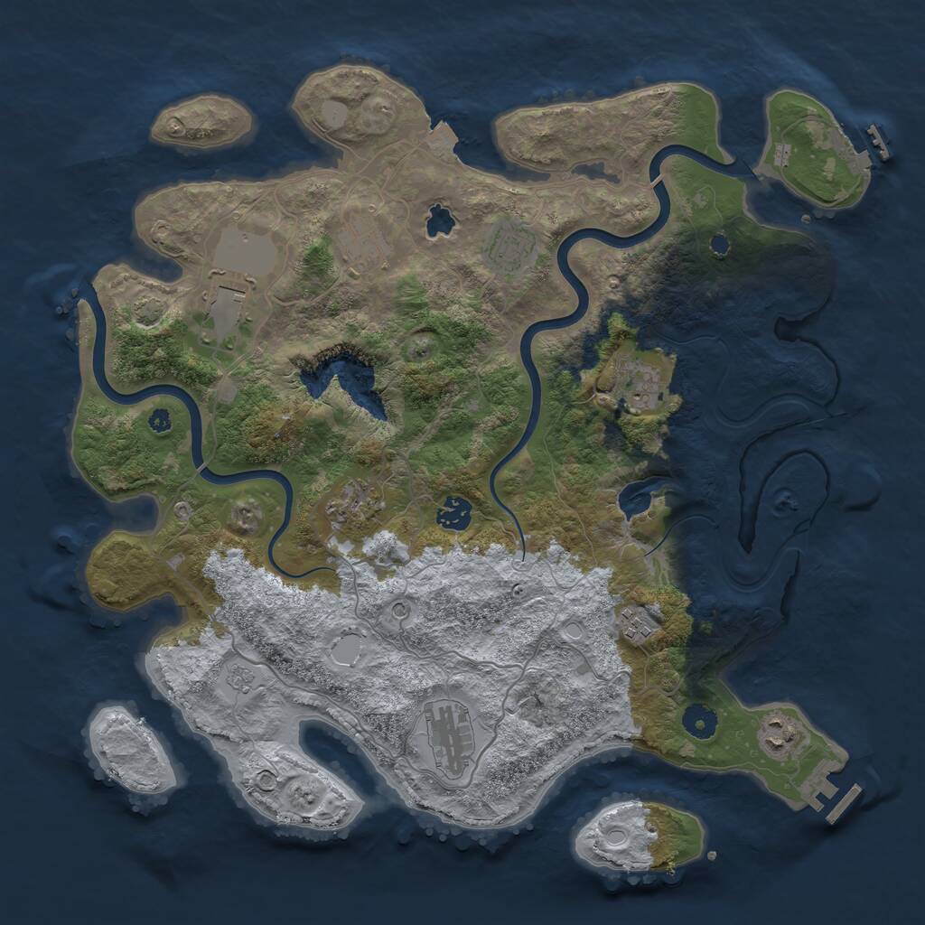Rust Map: Procedural Map, Size: 4000, Seed: 216684, 15 Monuments